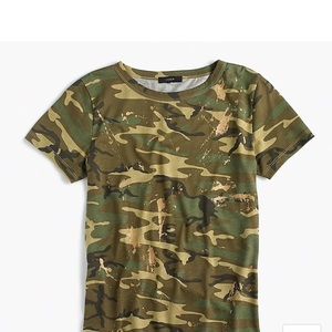 J. Crew Camo Tee w/Gold Glitter Paint Flecks XS